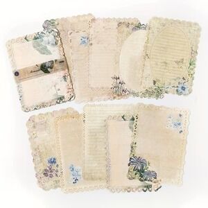 Floral Lace Border Writable Decorative Paper 10 Sheets Plant Design